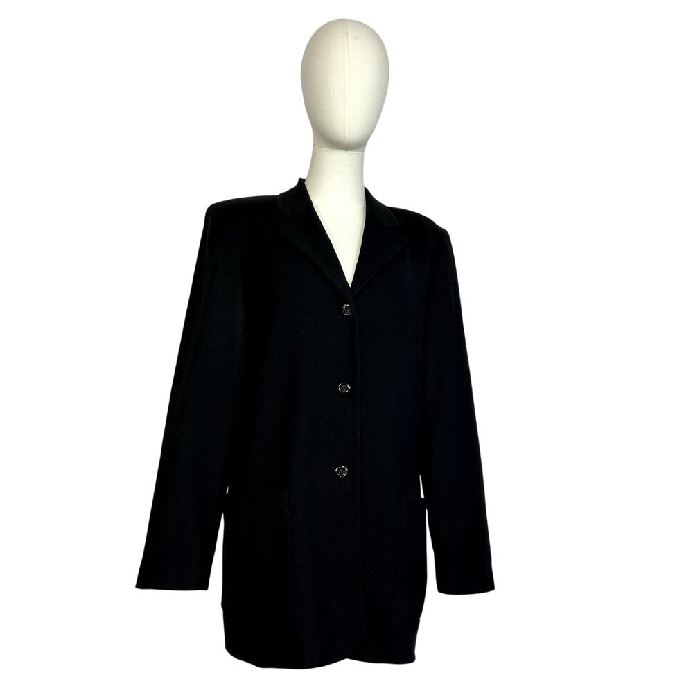 VTG 80s Worthington Black Wool Blazer M Preppy Dark Academia Retro Grunge Boss